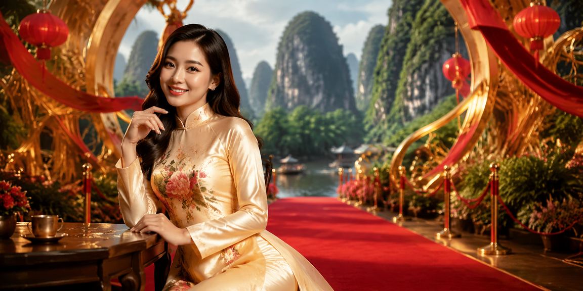Phụ nữ Ninh Bình trong trang phục áo dài trải nghiệm cược casino trực tuyến